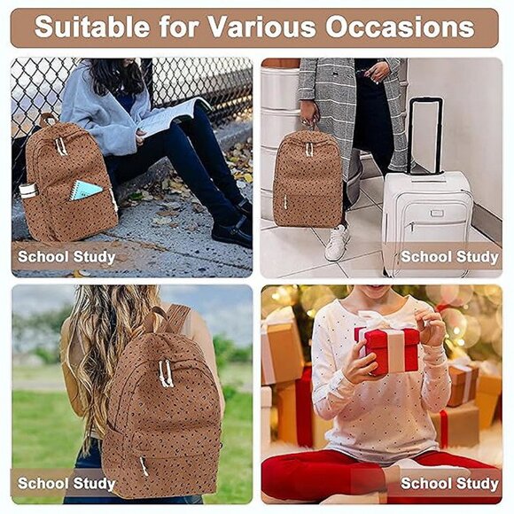 Large Corduroy Bookbag Lightweight 17 inch Corduroy-brown - Picture 6 of 6